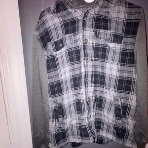 Aeropostale Gray and Black Casual Button Down Shirt